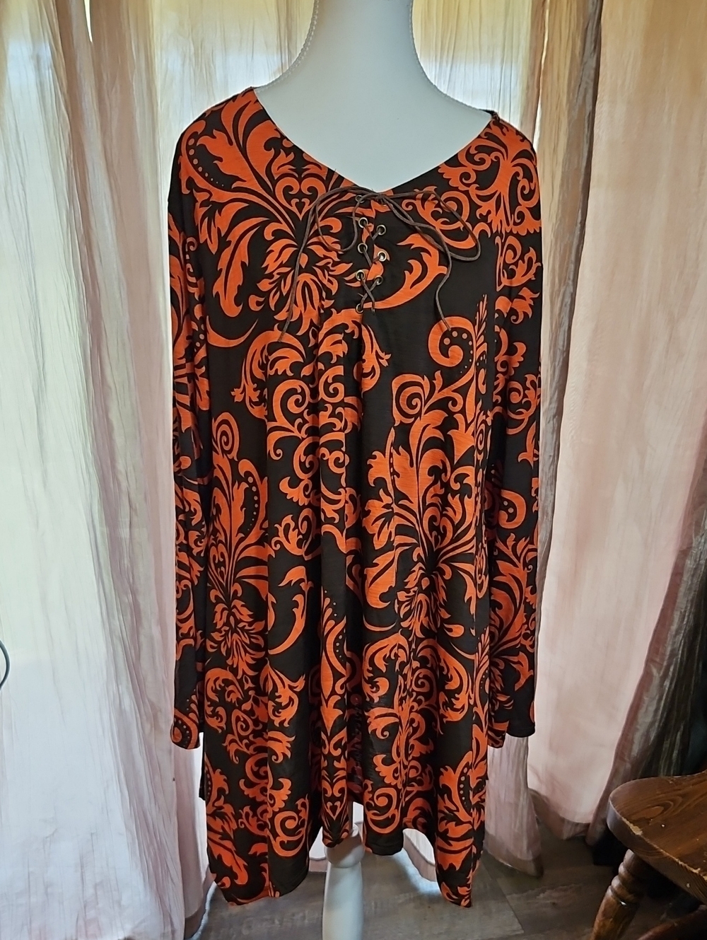 Dark Brown & Orange Dress Shirt